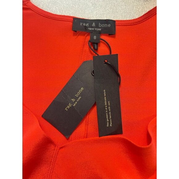 Rag & Bone Danise Short Sleeve Silk Top Bright Coral 8 NWT $325 - Picture 5 of 7
